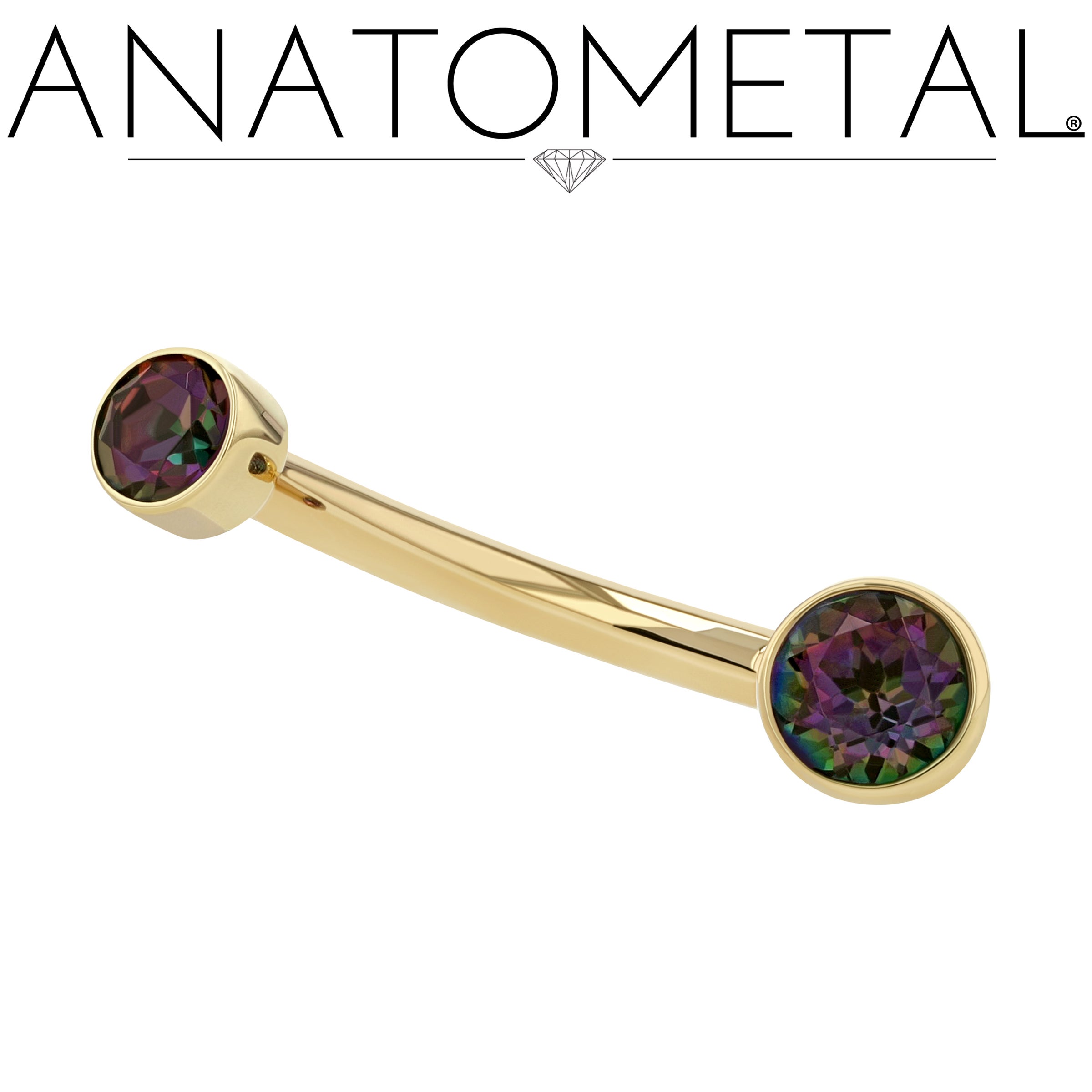 Anatometal Titanium Bezel-set Navel Curve Belly Button Ring One